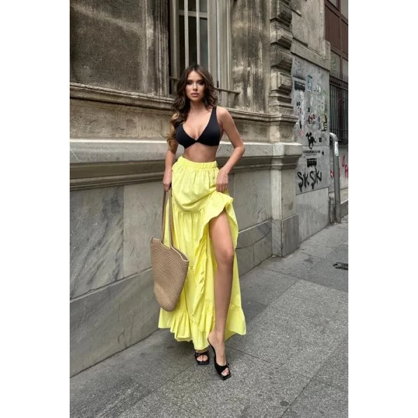 Audrey Fıfrlı Yırtmaç Detay Etek 4037