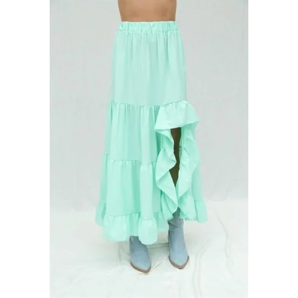 Audrey Fıfrlı Yırtmaç Detay Etek 4037