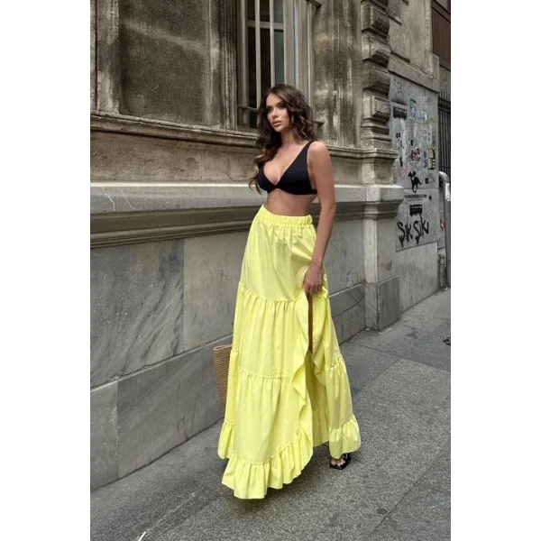 Audrey Fıfrlı Yırtmaç Detay Etek 4037