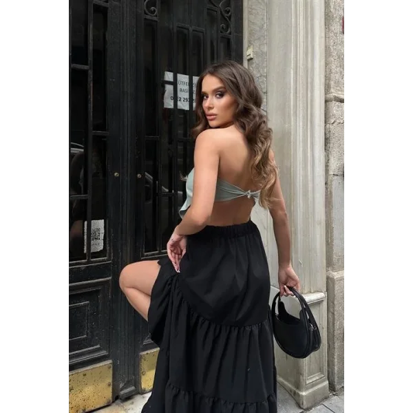 Audrey Fıfrlı Yırtmaç Detay Etek 4037