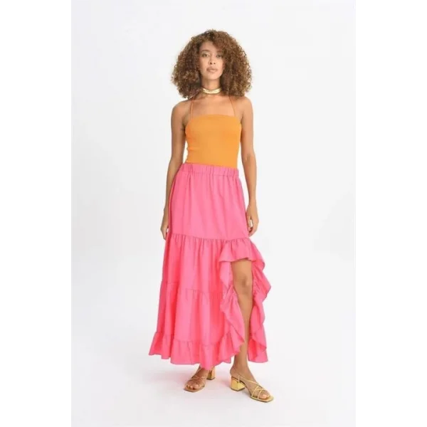 Audrey Fıfrlı Yırtmaç Detay Etek 4037