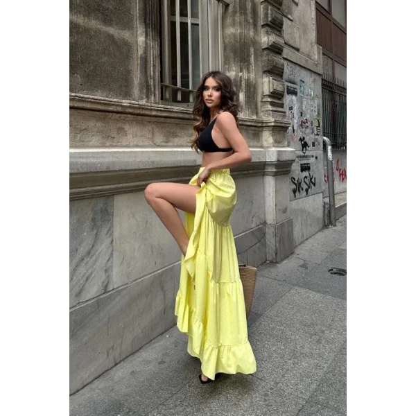 Audrey Fıfrlı Yırtmaç Detay Etek 4037