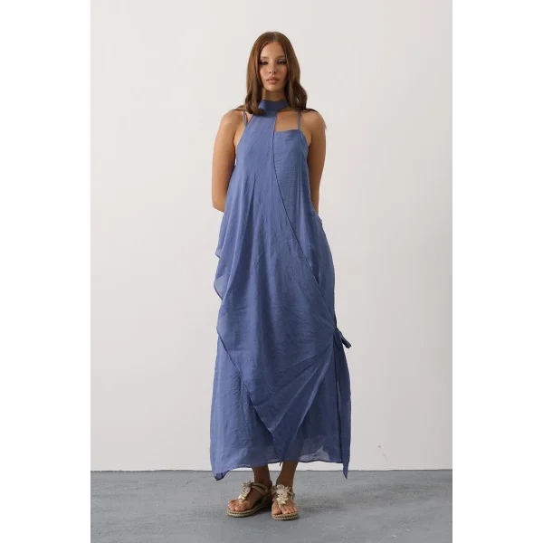 Aveline Bohem Elbise - İndigo
