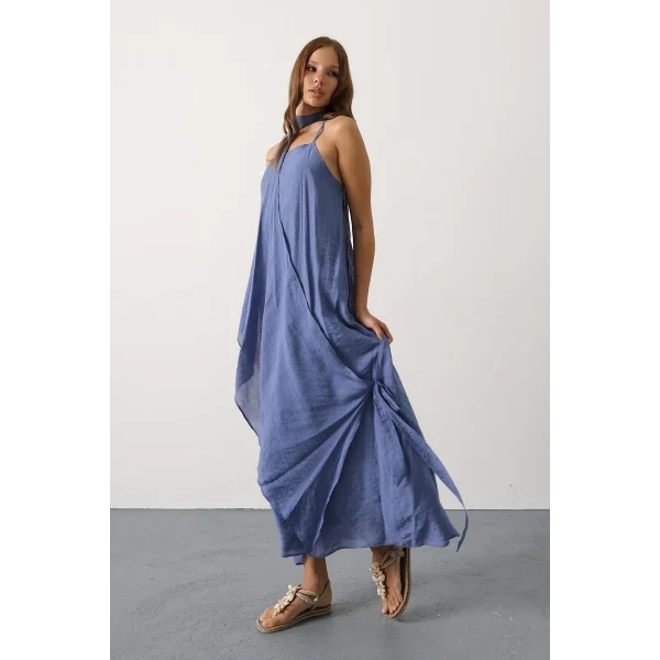 Aveline Bohem Elbise - İndigo
