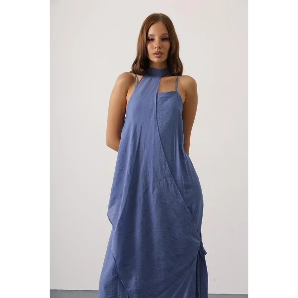 Aveline Bohem Elbise - İndigo