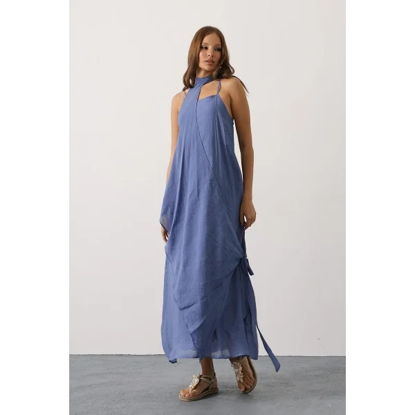 Aveline Bohem Elbise - İndigo