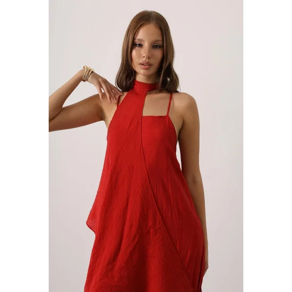 Aveline Bohem Elbise - Kırmızı