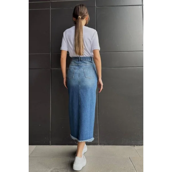 avi Yırtmaçlı Kot Etek