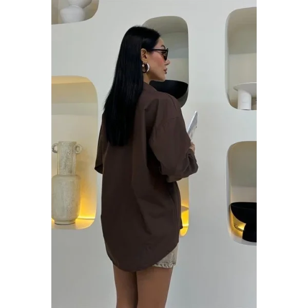 Ay Figürlü Taş İşlemeli Poplin Gömlek 3440