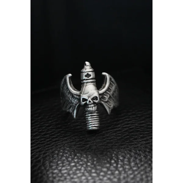 Ayarlanabilir Kanatlı Kurukafa Erkek Yüzük