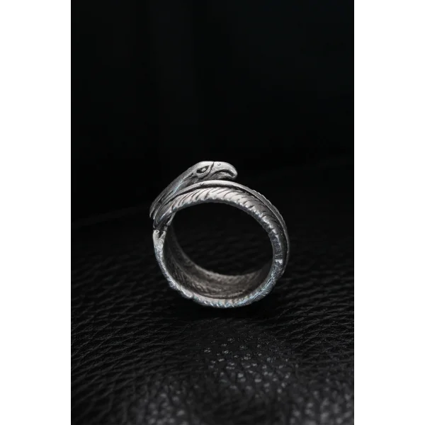 Ayarlanabilir Kartal Başı Ve Kartal Tüyü Model Erkek Yüzük