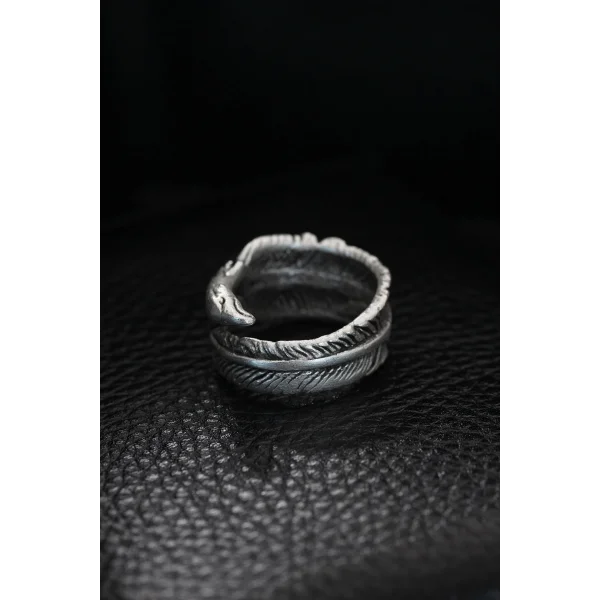 Ayarlanabilir Kartal Başı Ve Kartal Tüyü Model Erkek Yüzük