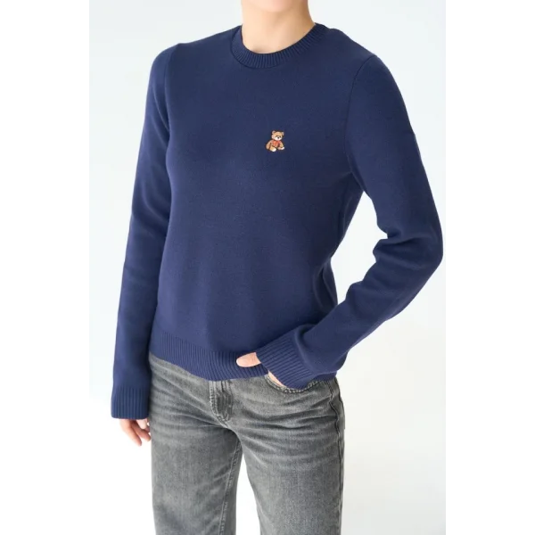 Ayıcık Nakışlı Kazak  Lacivert