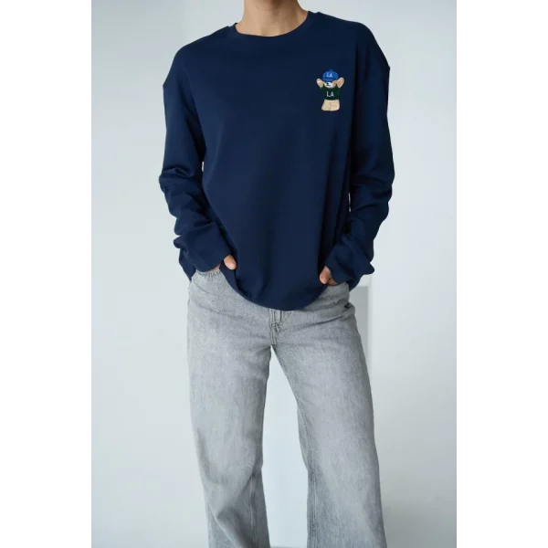 Ayıcık Nakışlı SweatShirt - Lacivert