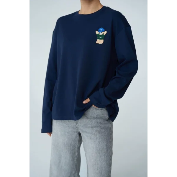 Ayıcık Nakışlı SweatShirt - Lacivert