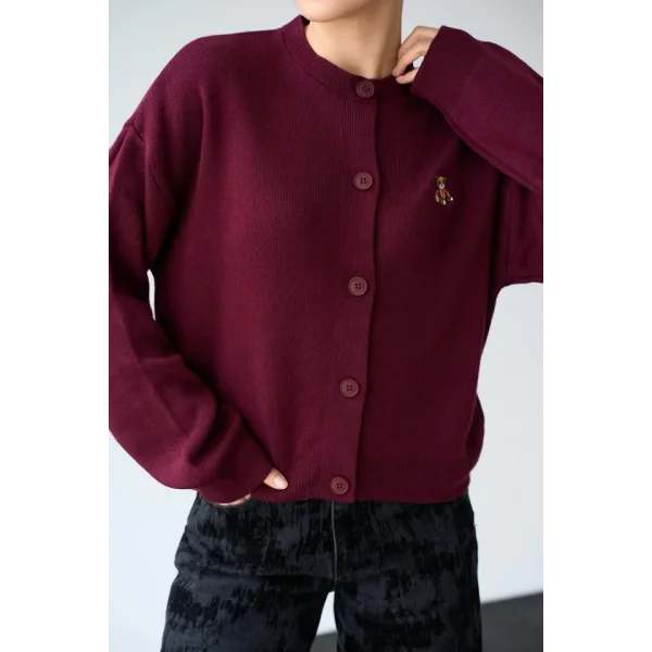 Ayıcıklı Hırka  Bordo