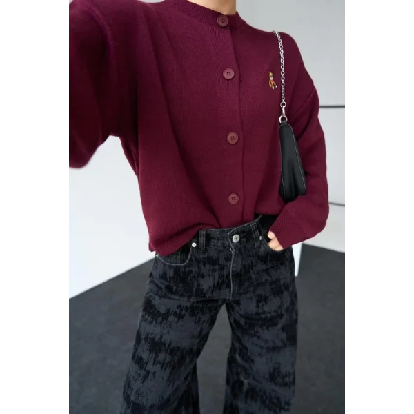 Ayıcıklı Hırka  Bordo