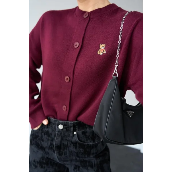 Ayıcıklı Hırka  Bordo