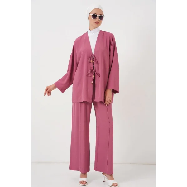 Ayrobin Kimono Pantolon İkili Takım 6739 - Gül Kurusu