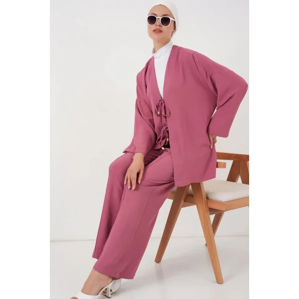 Ayrobin Kimono Pantolon İkili Takım 6739 - Gül Kurusu