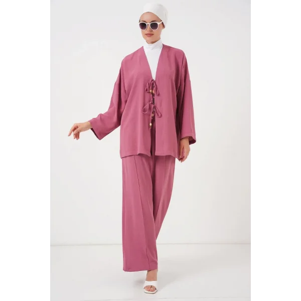 Ayrobin Kimono Pantolon İkili Takım 6739 - Gül Kurusu