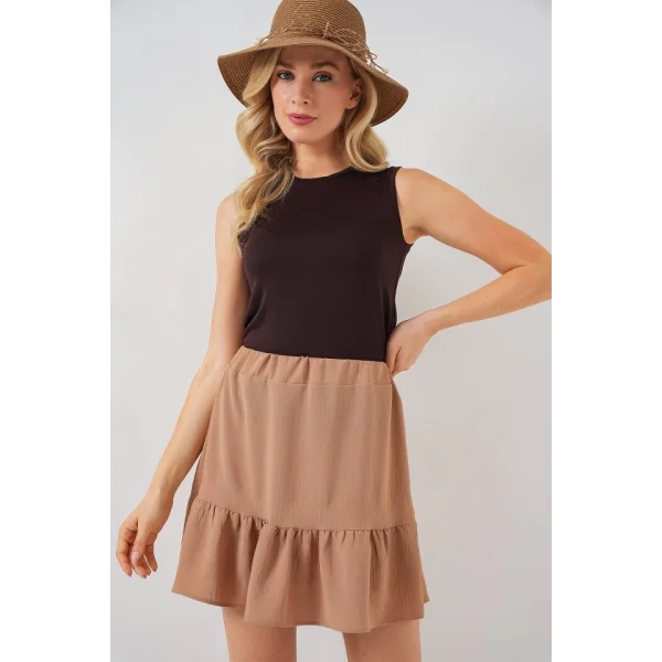 Ayrobin Mini Etek 8054 - Camel