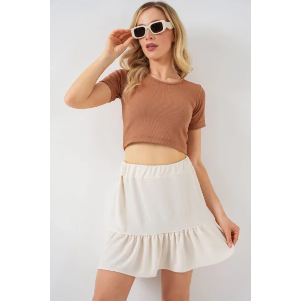 Ayrobin Mini Etek 8054 - Ekru