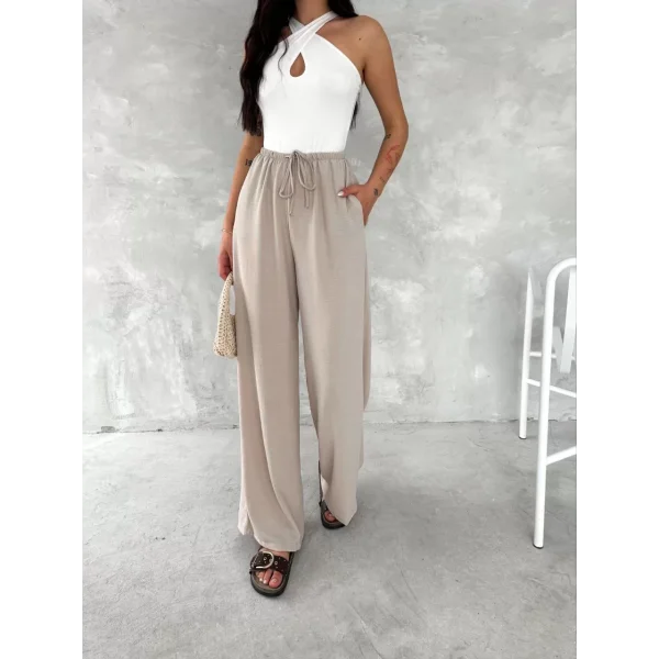 Ayrobin Oversize Kadın Pantalon - Bej