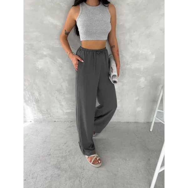 Ayrobin Oversize Kadın Pantalon - Füme