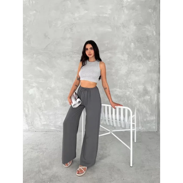 Ayrobin Oversize Kadın Pantalon - Füme