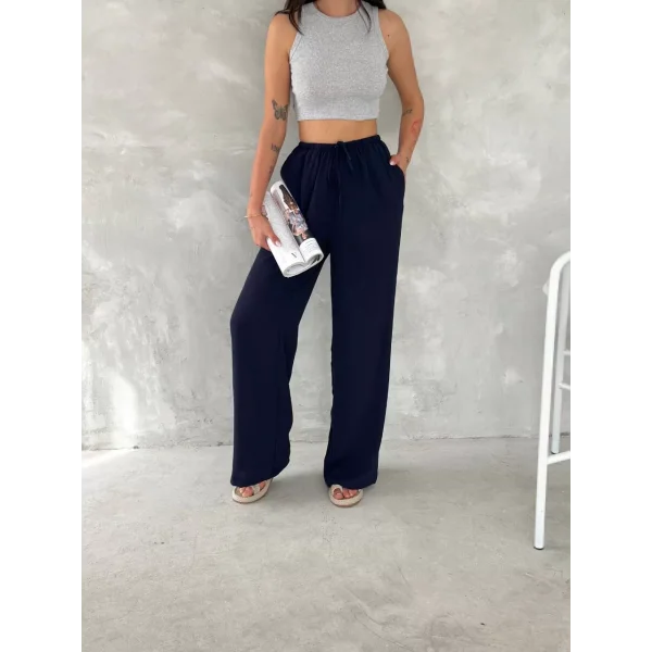 Ayrobin Oversize Kadın Pantalon - Lacivert