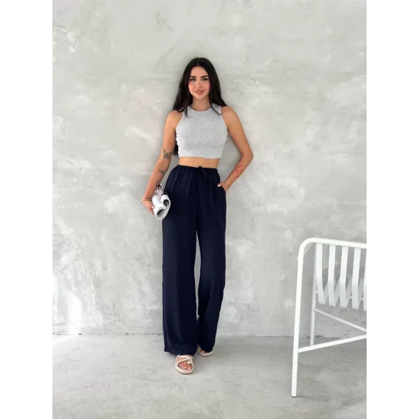 Ayrobin Oversize Kadın Pantalon - Lacivert