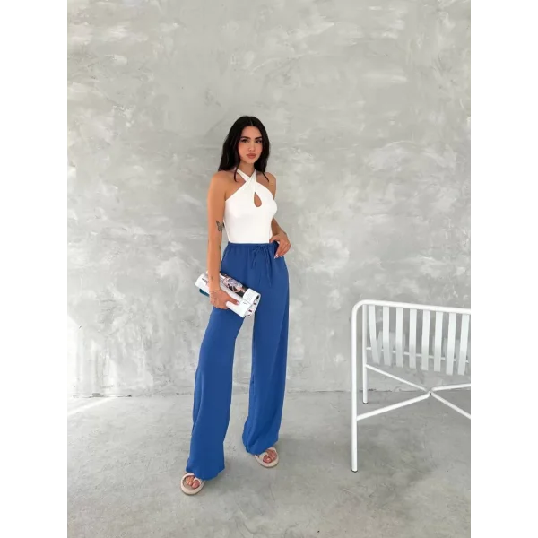 Ayrobin Oversize Kadın Pantalon - Saks