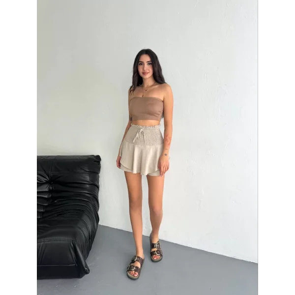 Ayrobin Şortlu Etek - Bej
