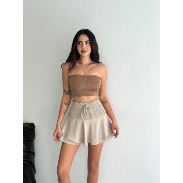 Ayrobin Şortlu Etek - Bej