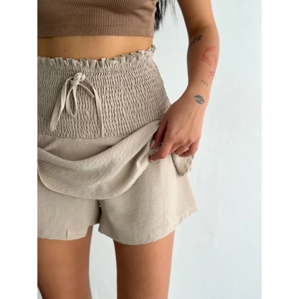 Ayrobin Şortlu Etek - Bej
