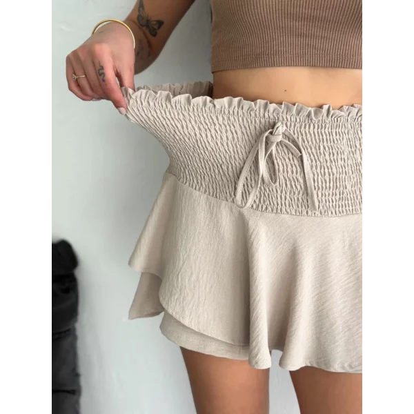 Ayrobin Şortlu Etek - Bej