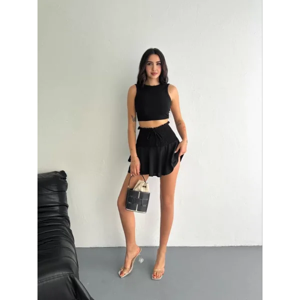 Ayrobin Şortlu Etek - Siyah