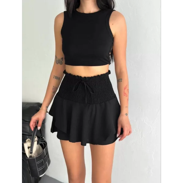 Ayrobin Şortlu Etek - Siyah