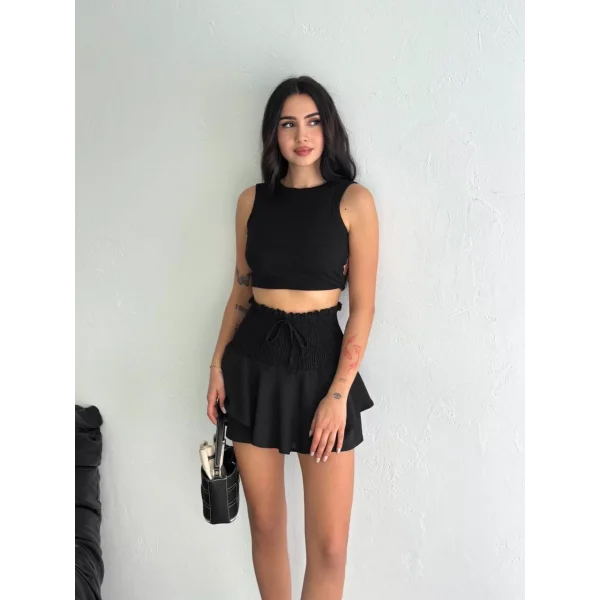 Ayrobin Şortlu Etek - Siyah
