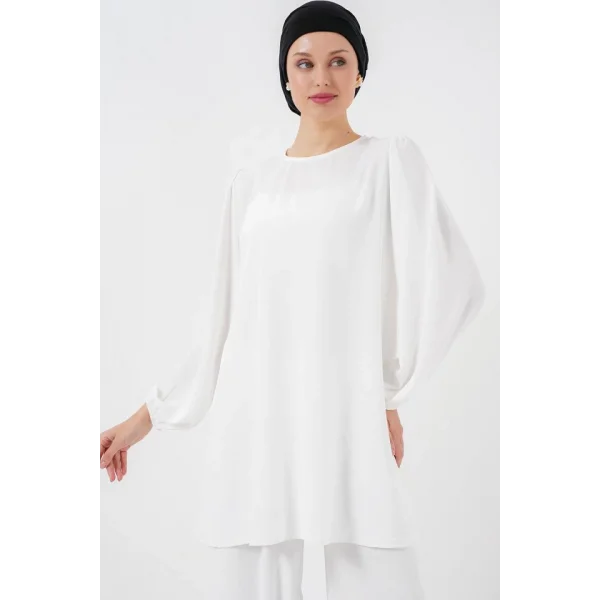 Ayrobin Tunik Pantolon Alt Üst Takım 6712 - Beyaz