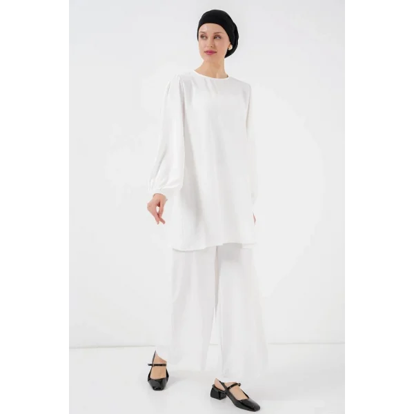 Ayrobin Tunik Pantolon Alt Üst Takım 6712 - Beyaz