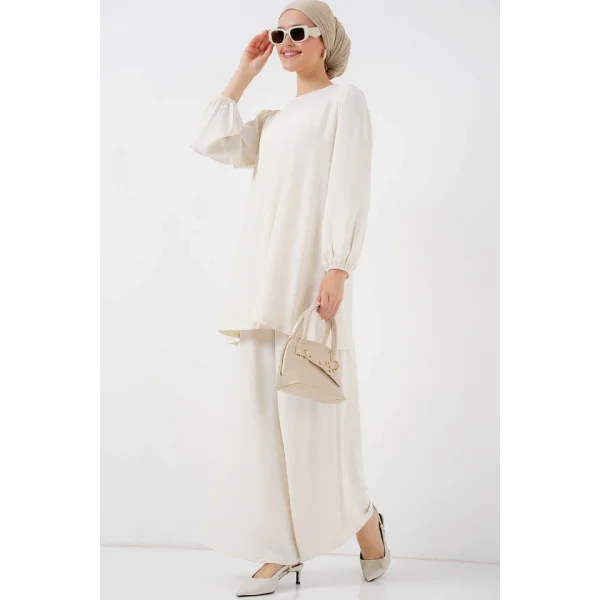 Ayrobin Tunik Pantolon Alt Üst Takım 6712 - Ekru