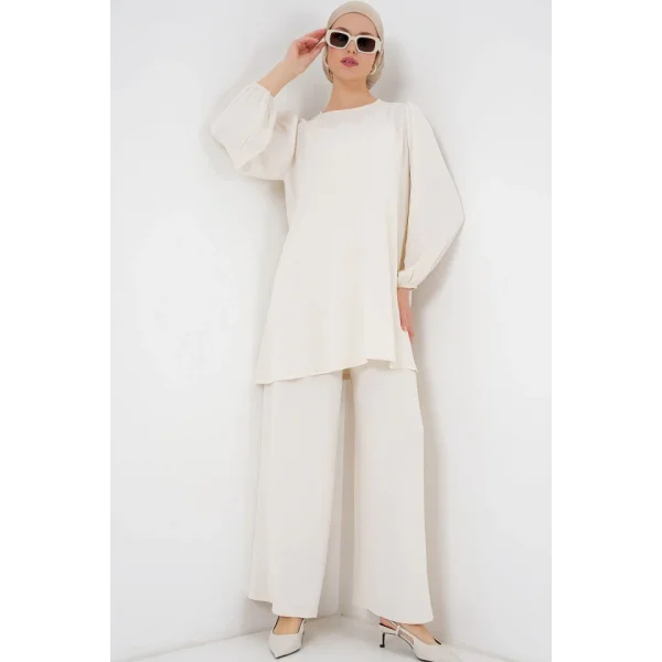 Ayrobin Tunik Pantolon Alt Üst Takım 6712 - Ekru