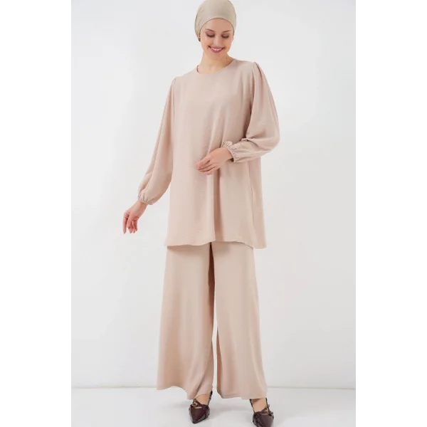Ayrobin Tunik Pantolon Alt Üst Takım 6712 - Krem