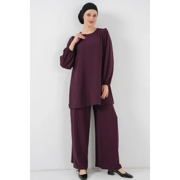Ayrobin Tunik Pantolon Alt Üst Takım 6712 - Mürdüm