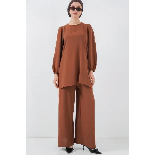 Ayrobin Tunik Pantolon Alt Üst Takım 6712 - Sütlü Kahve