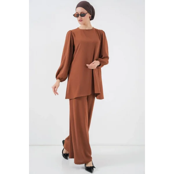 Ayrobin Tunik Pantolon Alt Üst Takım 6712 - Sütlü Kahve