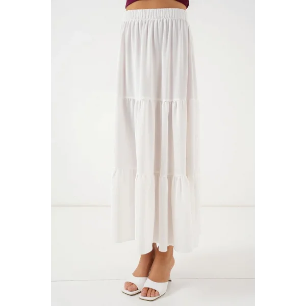 Ayrobin Uzun Etek 8048 - Beyaz