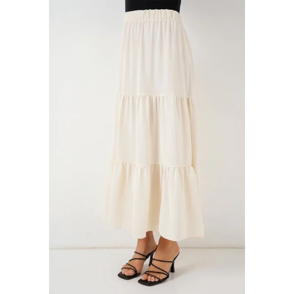 Ayrobin Uzun Etek 8048 - Krem